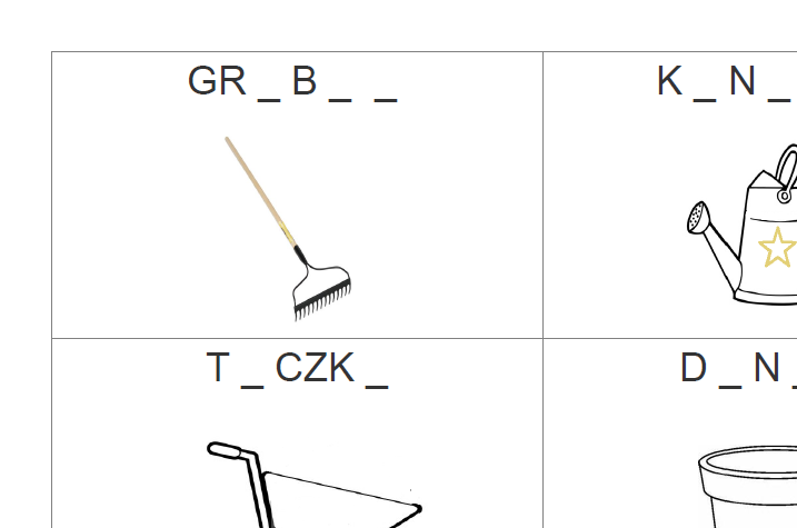 Karta pracy: ogród - usupełnij samogłoski